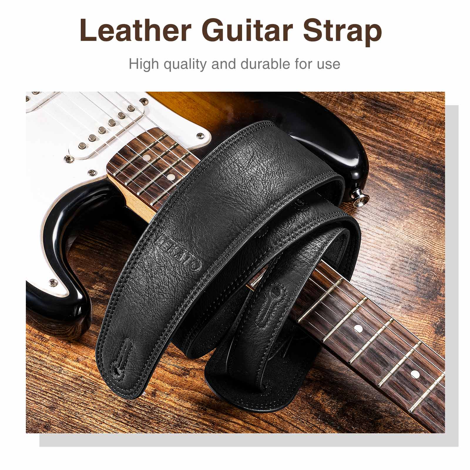 Guitar Strap Padded - Lekato Artisan Leather Bass Strap Ręcznie