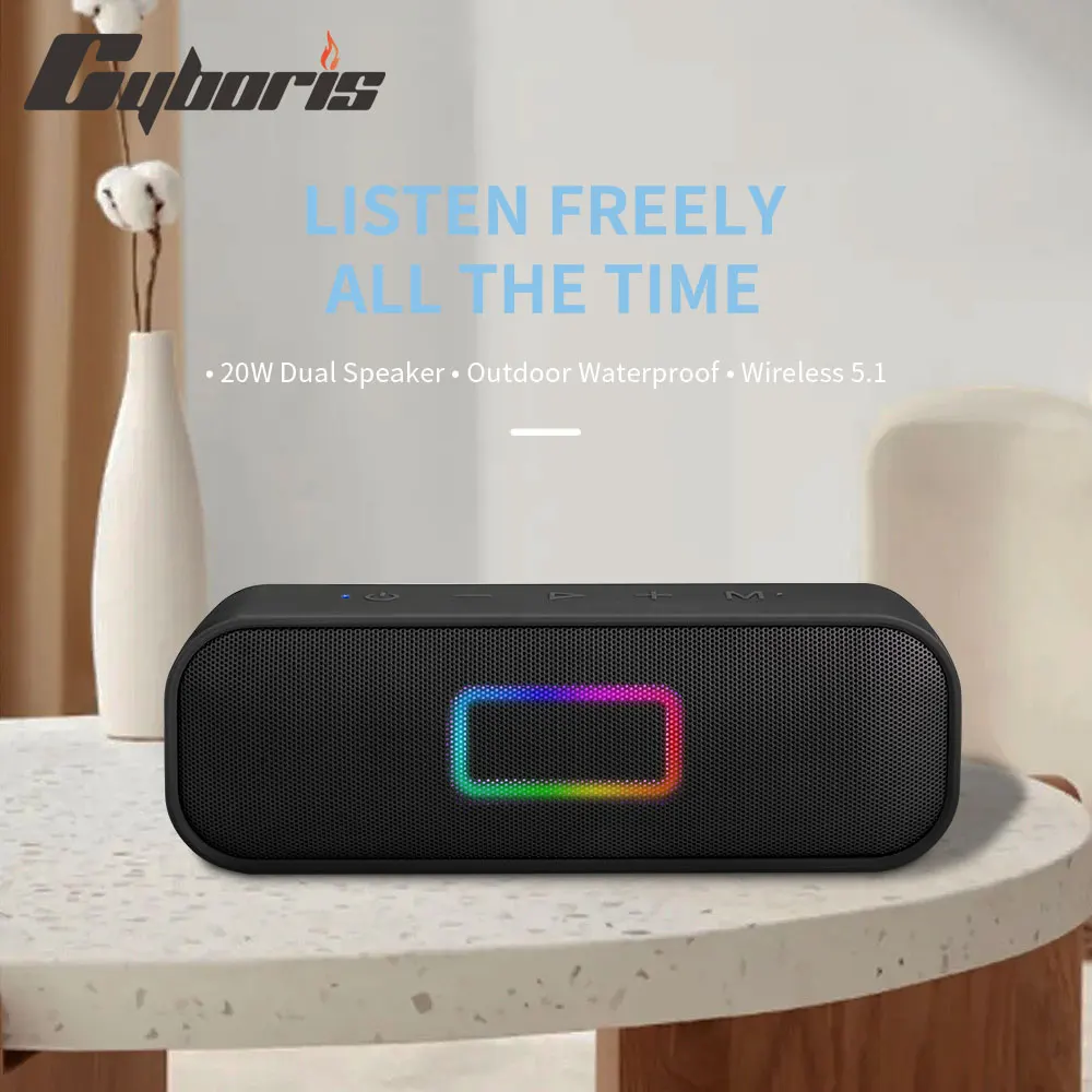 Apple Music Audio Quality - Dzielony bezprzewodowy głośnik Bluetooth 20W Soundbox