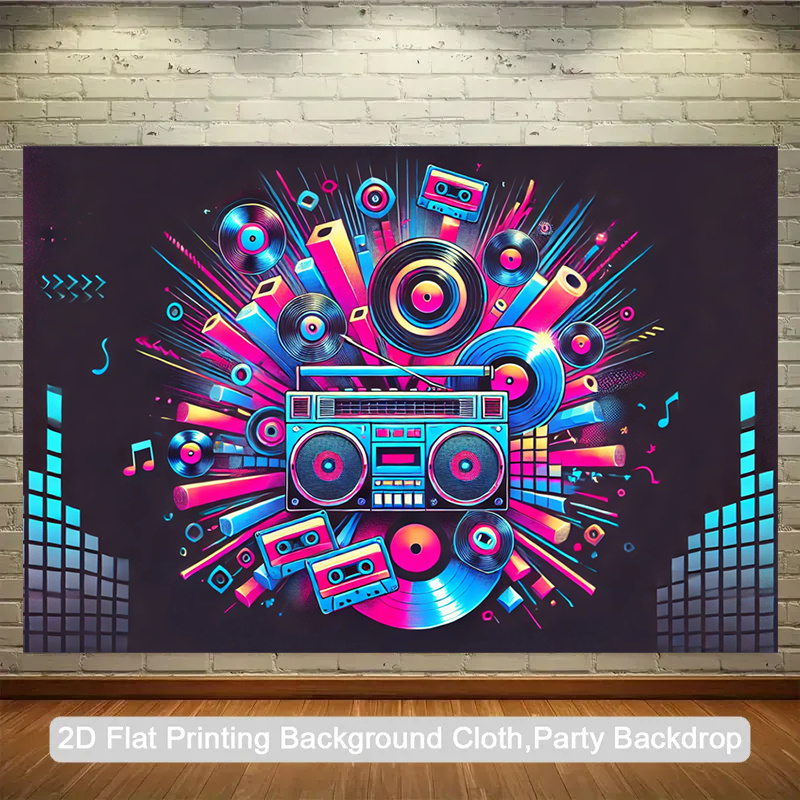 Audio Music Background Free - Płaski produkt 2D, jednoczęściowy. Retro przenośna