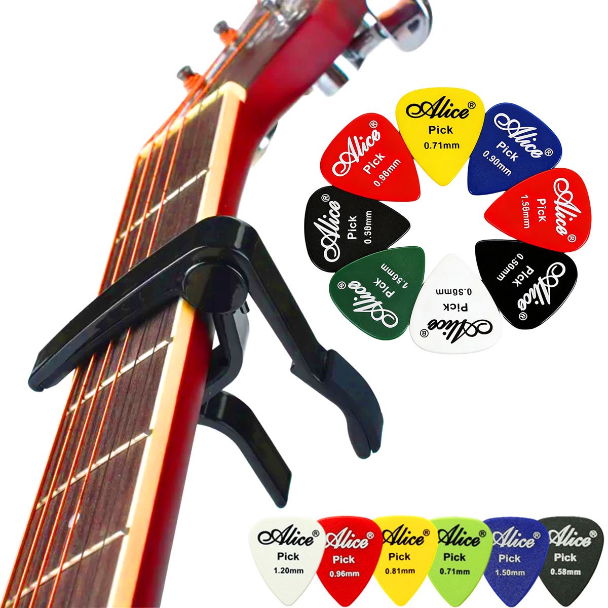 Czarny, metalowy kapodaster sz – Electric Guitar Pick Pack recenzja i cena